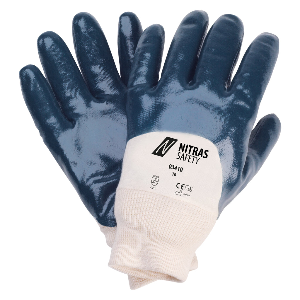 Gants en nitrile 3410 avec ceinture tricotée bleu