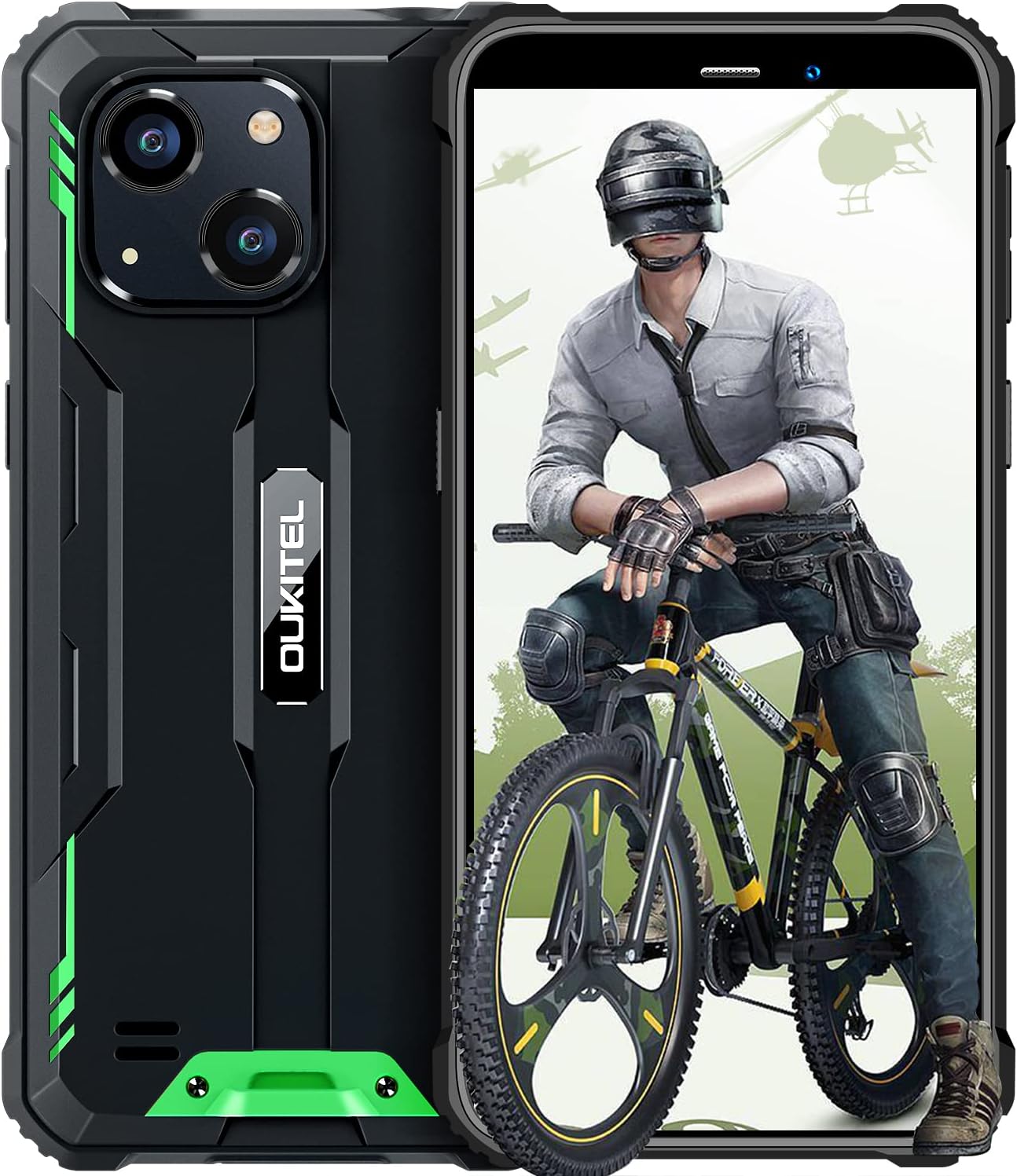 WP20 Pro Telephone Portable Incassable, 6300mAh Batterie, 4Go+64Go(TF 1To), 20MP Double Caméra Arrière, 5.93''HD+ Écran, Android 12, NFC Supporté Smartphone Antichoc Étanche