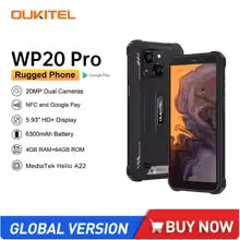 WP20 Pro Telephone Portable Incassable, 6300mAh Batterie, 4Go+64Go(TF 1To), 20MP Double Caméra Arrière, 5.93''HD+ Écran, Android 12, NFC Supporté Smartphone Antichoc Étanche